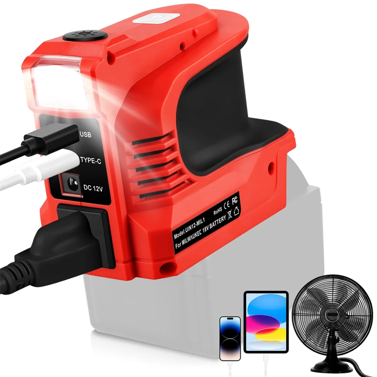 ABJZ 180 W Omvormer voor M-18 18 V Batterij DC 18 V naar AC 110 V-120 V Batterij Omvormer met 2 USB & AC Outlet US Plug