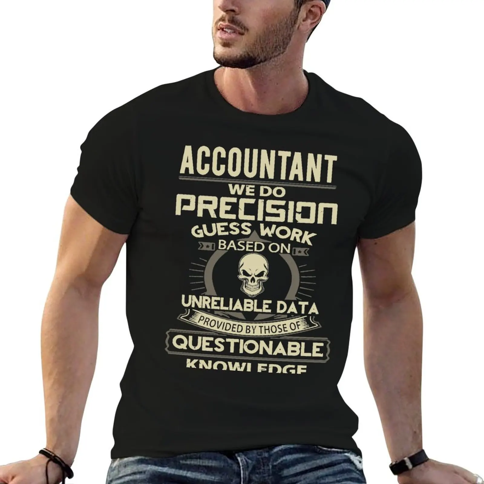 T-shirt Accountant Knowledge pour homme, t-shirts en coton pour homme, t-shirts de créateur pour homme, pack de t-shirts blancs