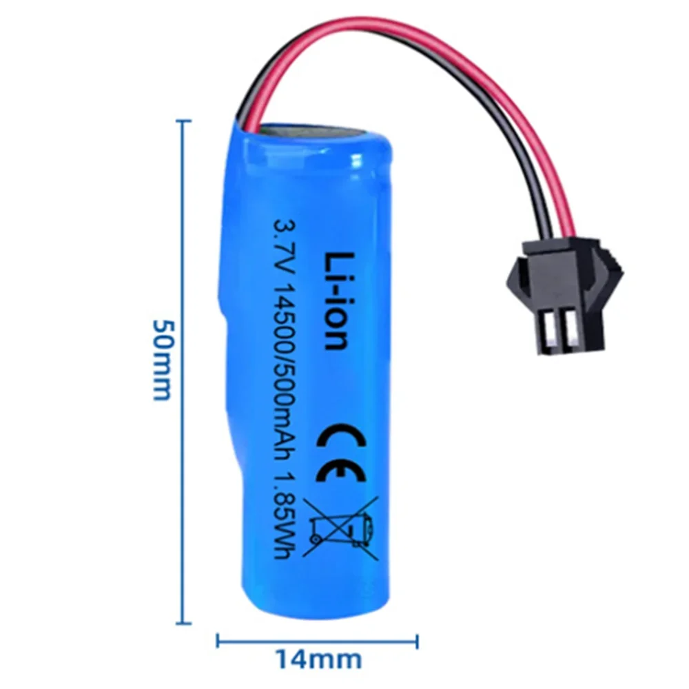 14500 3.7V 500mAh Lithium Ion Rechargeable Battery with SM-2P plug for Stunt Dump Car Boat Tank Truck Replacement Toy Accessory