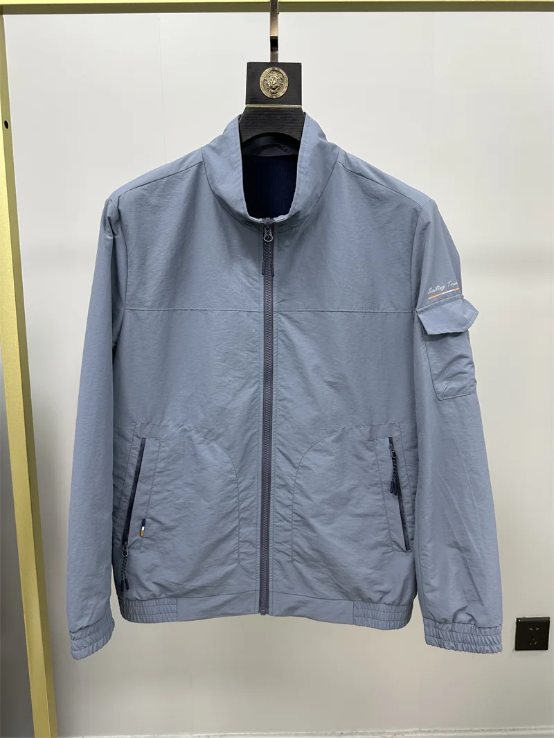 

Sli Slim Fit Men's Jaet Spring Summer Thin Casual Stand Collar Workwear Top Men's Outerwear Faionable And Trendy