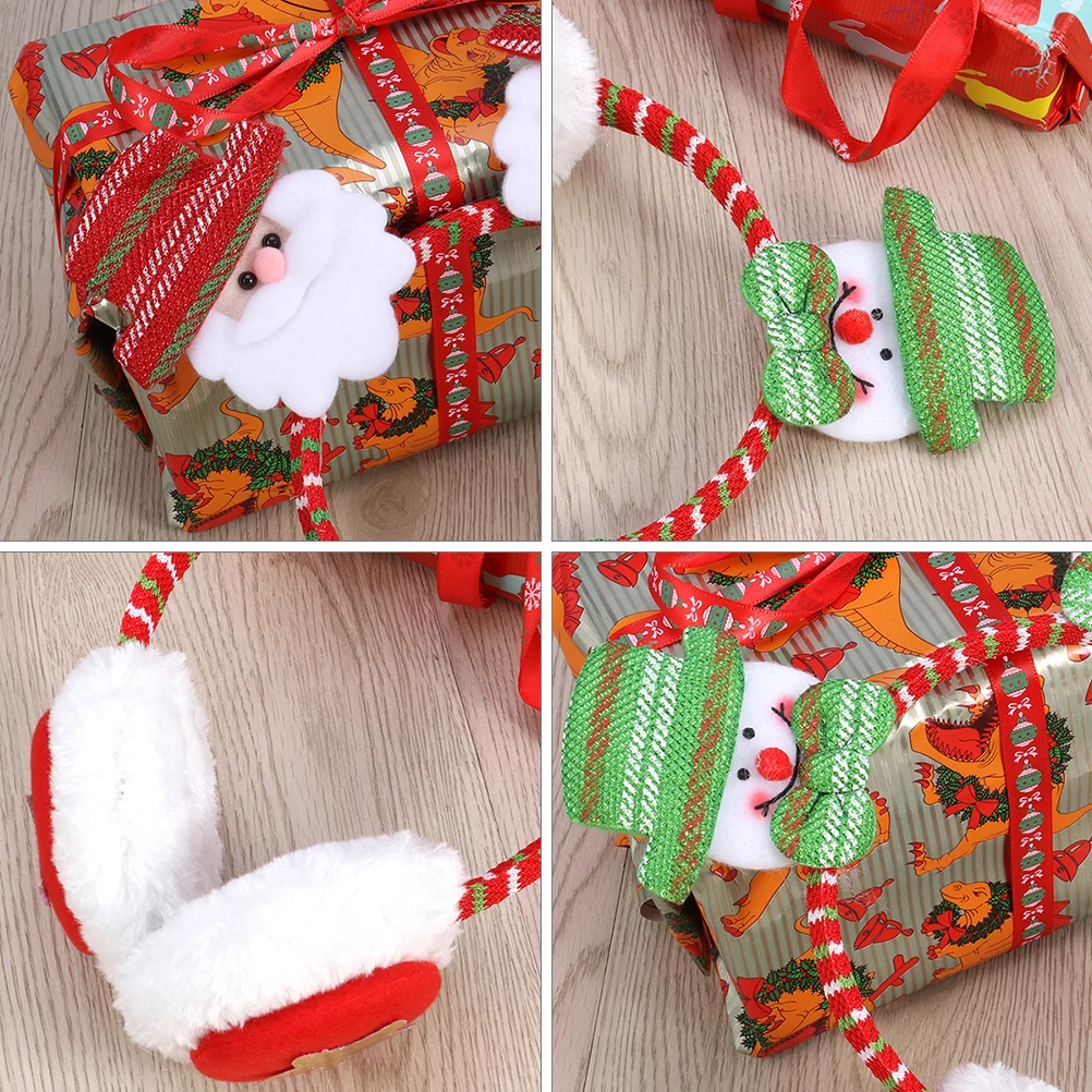 

3 Pcs Christmas Headb Headb Warm Ear Muffs For Girls Winter Artificial Snowman Cartoon Embroidery Gift Packaging