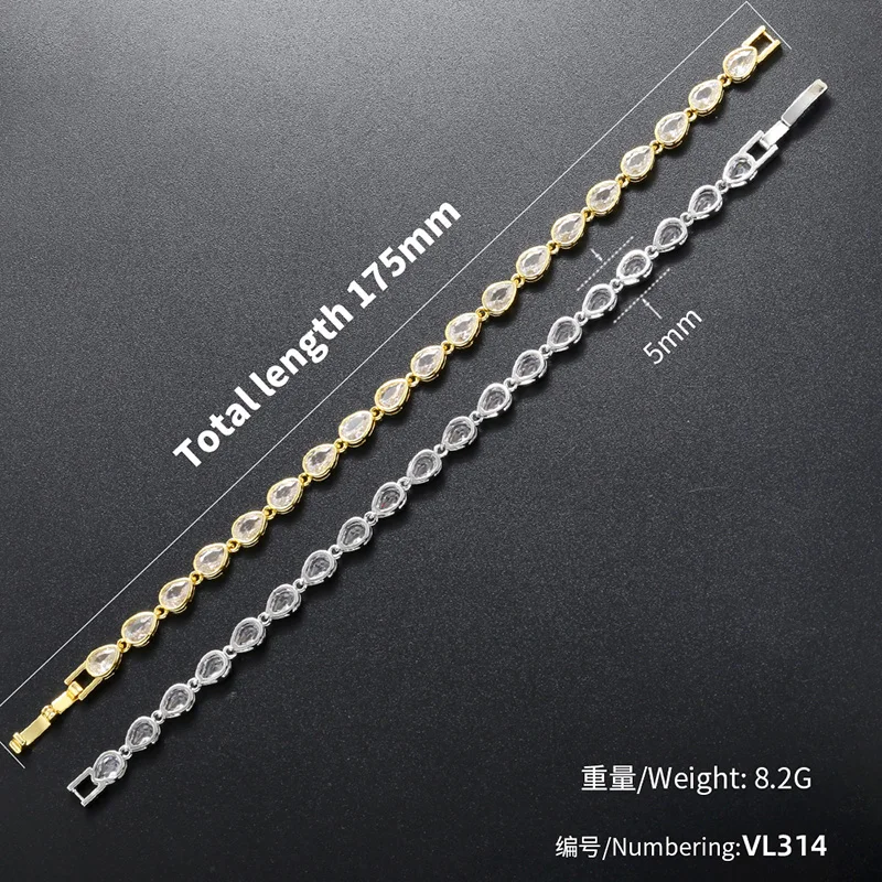 ZHUKOU heart cz stones necklaces for women heart women bracelets water drop necklaces for lady Summer Jewelry wholesale VL311