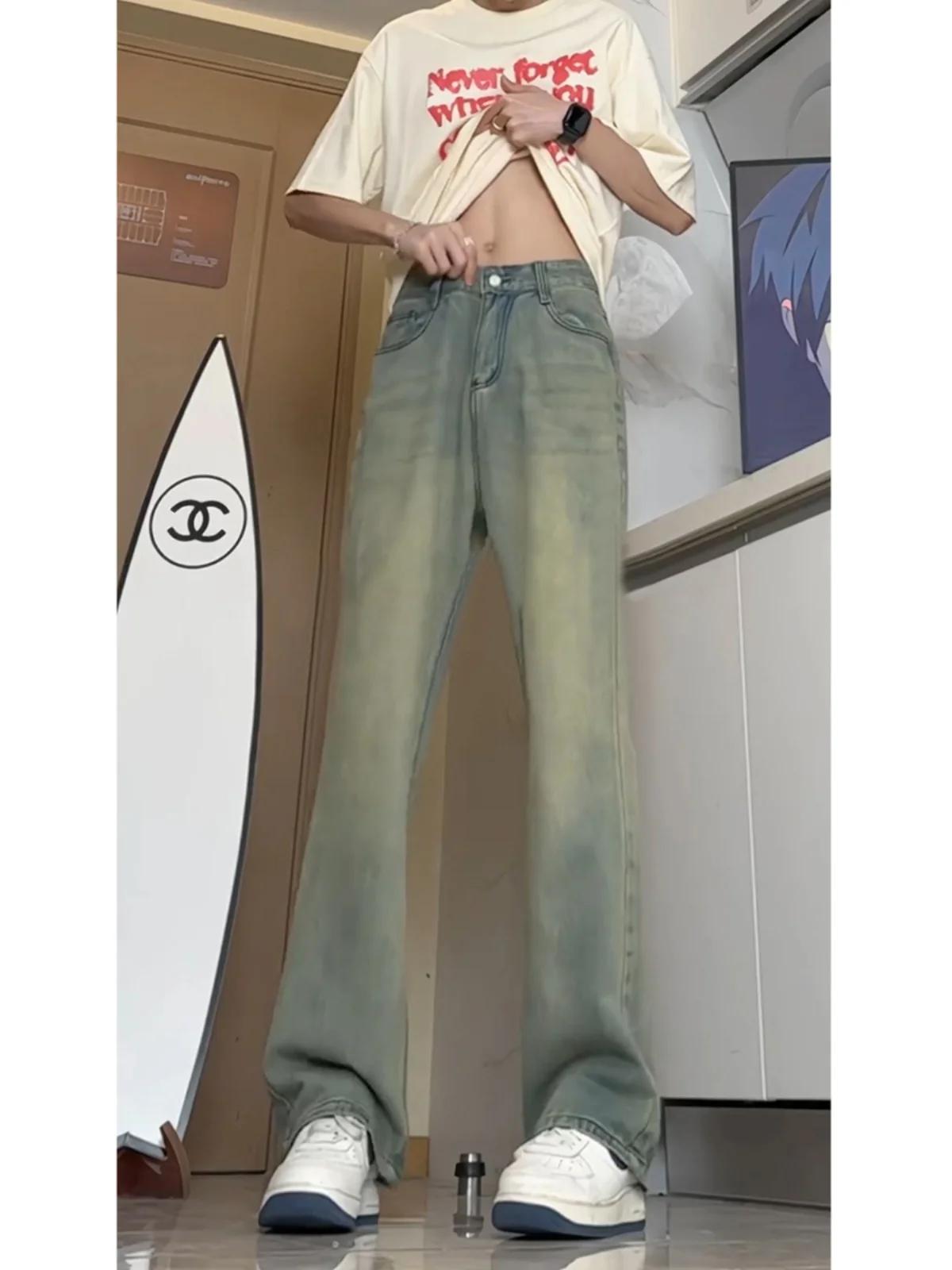 

Мужские джинсы в стиле ретро, синие, мягкие, модные, брендовые, прямые, удлиненные, для подростков, прямые расклешенные брюки