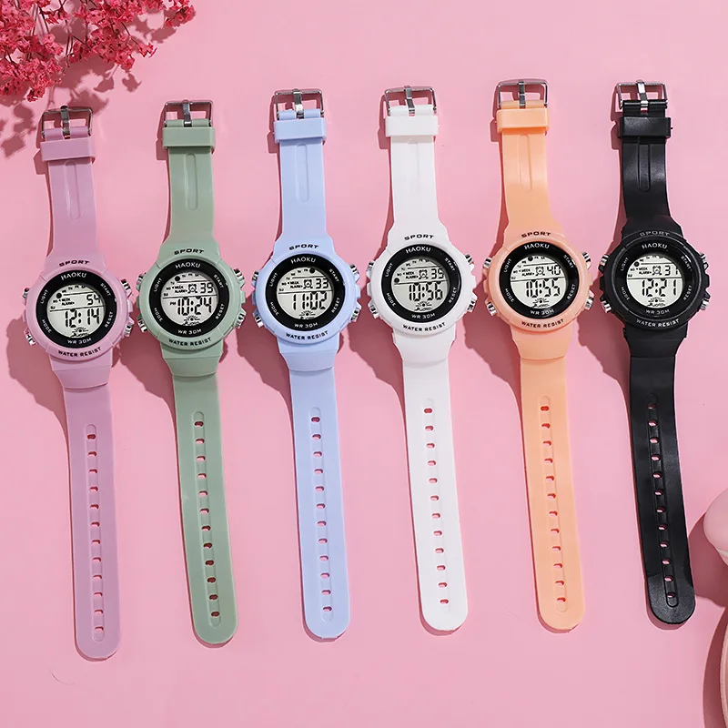 Fashion Sports Digital Watch for Women Girls Boys Chronograph Silicone Strap Electronic Watches Waterproof Luminous Wristwatch