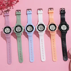 Reloj Digital deportivo de moda para mujeres, niñas y niños, cronógrafo, correa de silicona, relojes electrónicos, reloj de pulsera luminoso impermeable