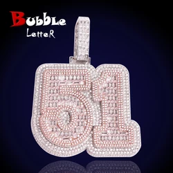 Bubble Letter Baguette Custom Name Necklace for Men Number Zircon Pendant Hip Hop Rock Rapper Chain Fashion Jewelry