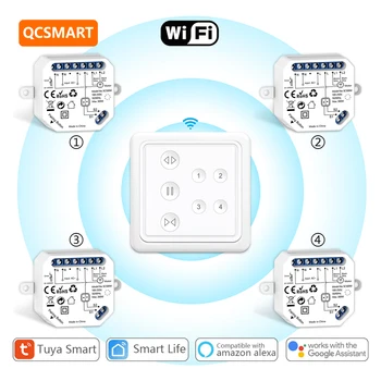 Tuya Smart Life Roller Shutter Blinds Switch Module 4 Channels Remote Motor Running Time Setting Control Google Assistant Alexa