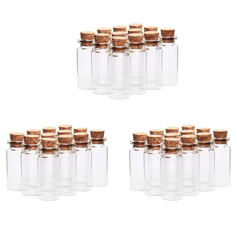 60 Pcs Vials Bottles Mini Glass Bottle With Cork Stopper Wish Bottles, For Weddings, Creations And Decorations(10Ml )