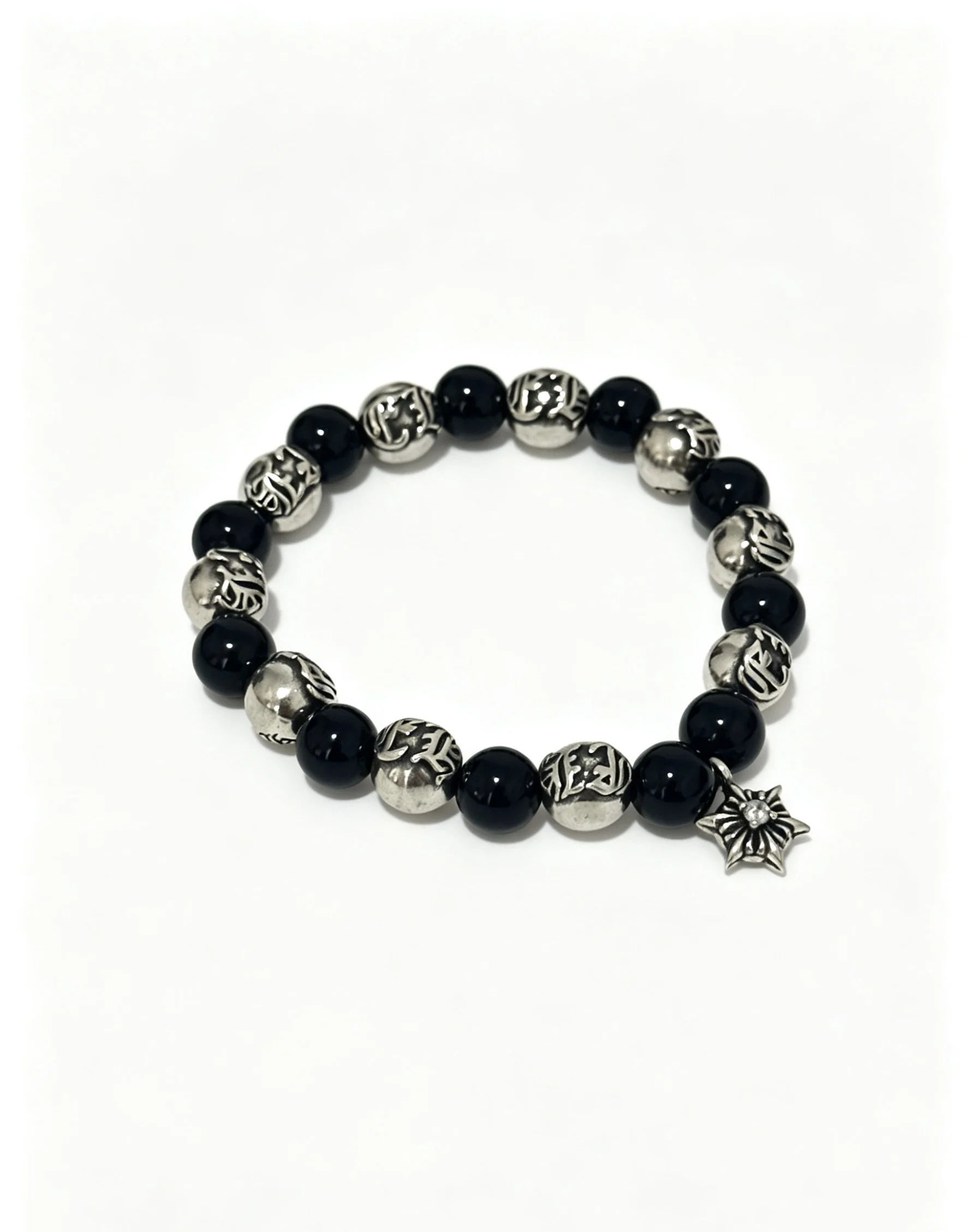 S925 Sterling Silver Vintage Charm Old Pentagram Couple Personality Bracelet Gift for Girls and Boys