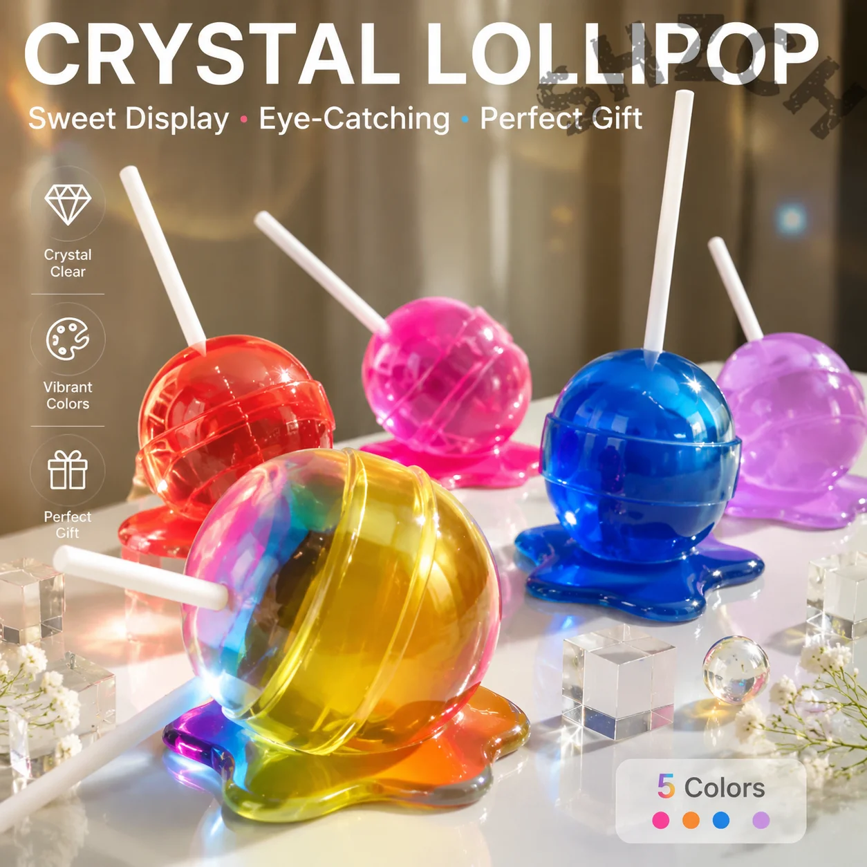 Modern Lollipop Sculpture Art Piece – Mini Candy-Inspired Desktop Decor for Home or Office