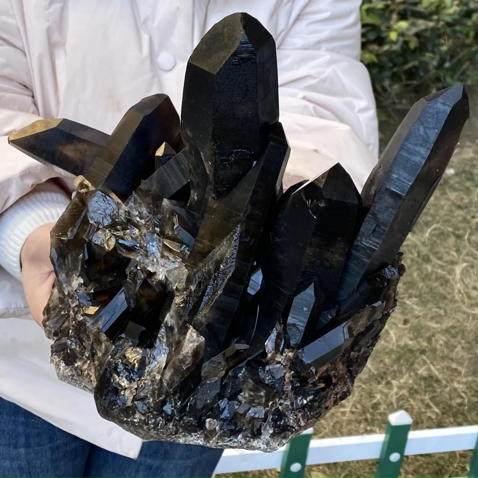 Natural Black Quartz Crystal Cluster, Black Quartz, Mineral Reiki Healing, Energy, Demagnetization, Black Crystal Cluster