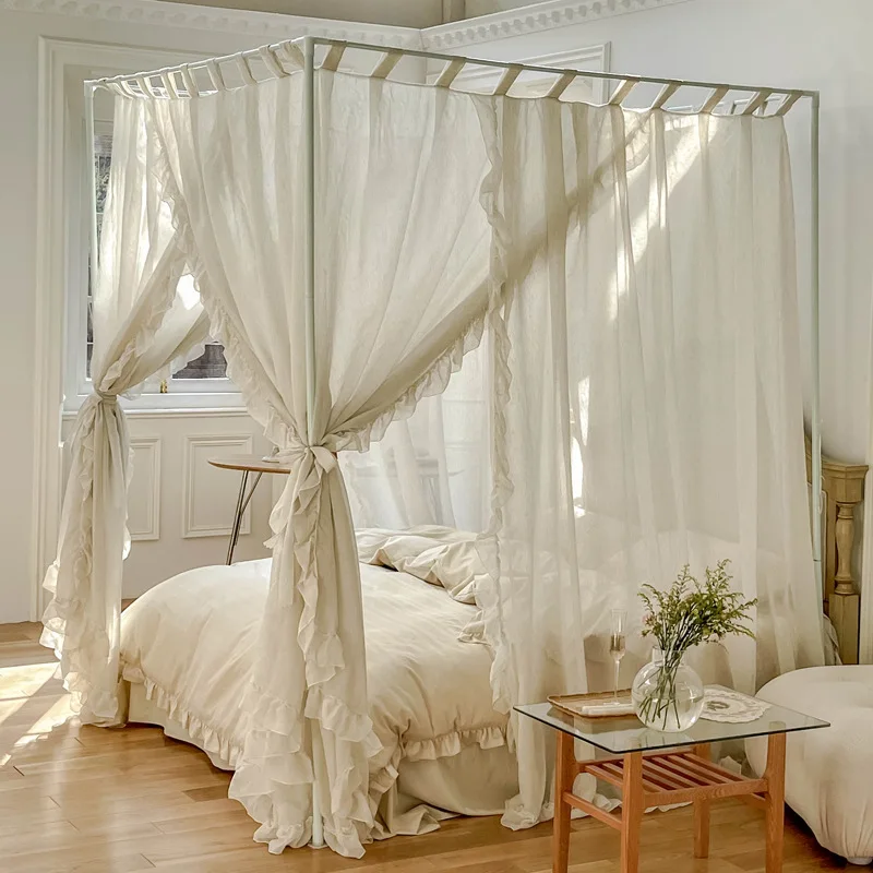 Flax Palace Mosquito Net Without Frame Princess Romantic Three-door Bed Curtain Home Decor Dustproof Bed Canopy