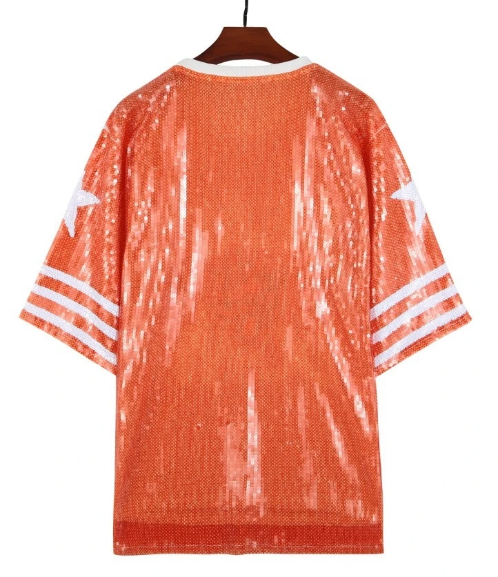 CHIC New Europe American Men Street Wear UniseOrange Tiger Women Sequins T-shirt Top Jersey Casual Long Tee Dress Drop Shipping