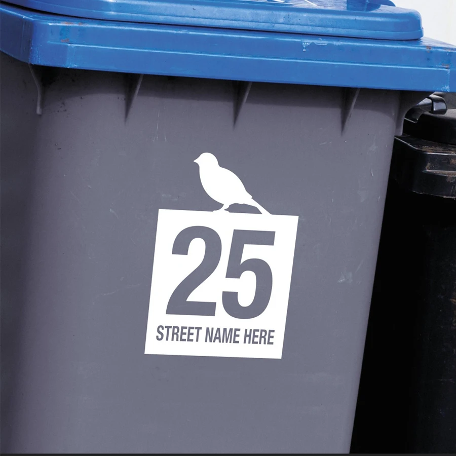 

3Pcs Birds Custom Number Sticker Waterproof House Number Wheelie Bin Vinyl Decal for Outdoor