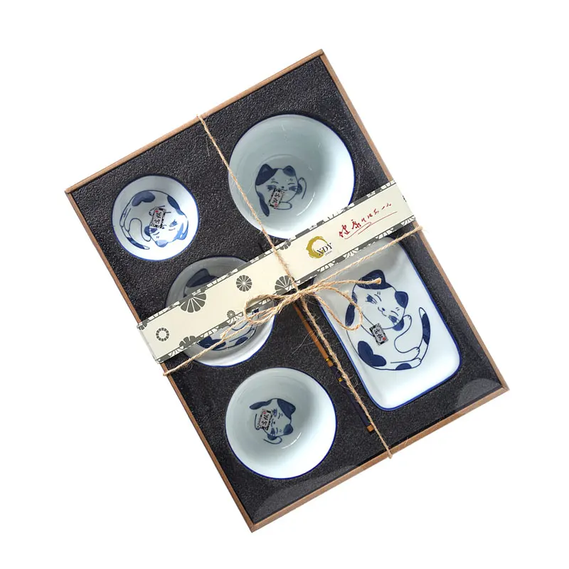 Japanese Cartoon Cat Dinnerware Set Dinner Plate Bowl Chopsticks Saucer Dishes Set For 1 Person