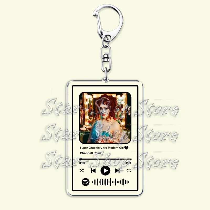 Popular Singer Music Keychains for Women Bag Accessories Good Luck Babe Pink Pony Club Songs Playlist Keying Jewelry Fans Gifts
