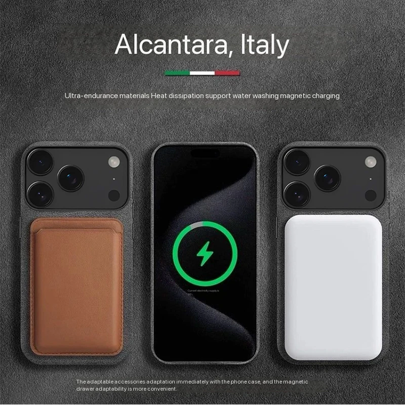 100% Italian Alcantara Magnetic Case for iPhone 17 Pro Max Air Luxury Magsafe Cover Leather Phone Cases for iPhone 17Pro 17Air - náhled 3