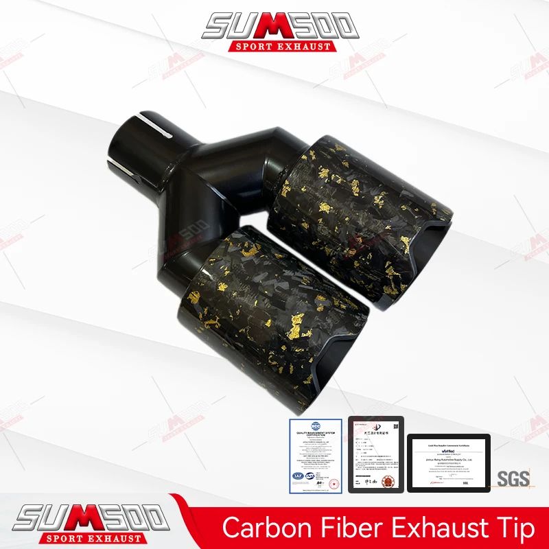 

Genuine SUMSOO Dual Carbon Fiber + Stainless Steel Universal M Performance Carbon Fiber Exhaust Tips End Pipes Muffler Tips