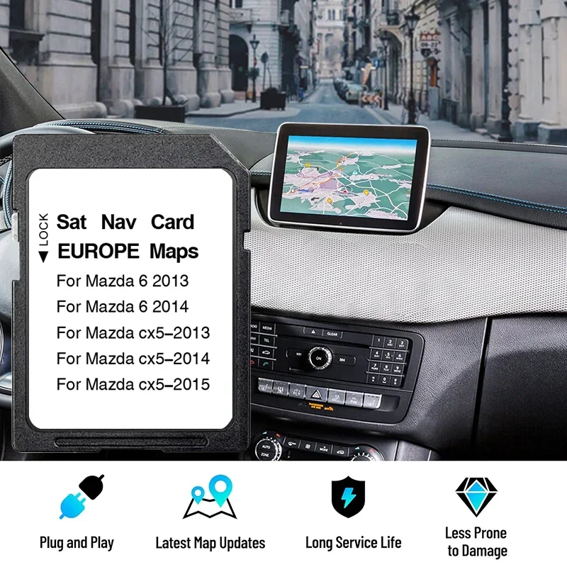GPS-Zubehör, SD-Karte für Mazda 6 CX-5 2013–2015, Fahrzeug-Update-Version, 2025, Karten, EU, UK, Navigationssystem, Karte, Sat, Navi