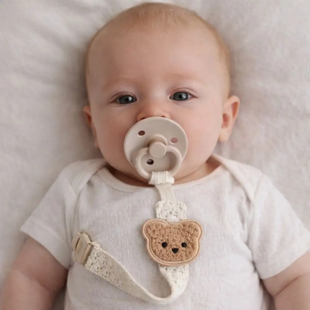 

Мультяшная милая цепочка-держатель для соски в виде медведя, пластиковая тканевая веревка, клипса для пустышки, портативный аксессуар