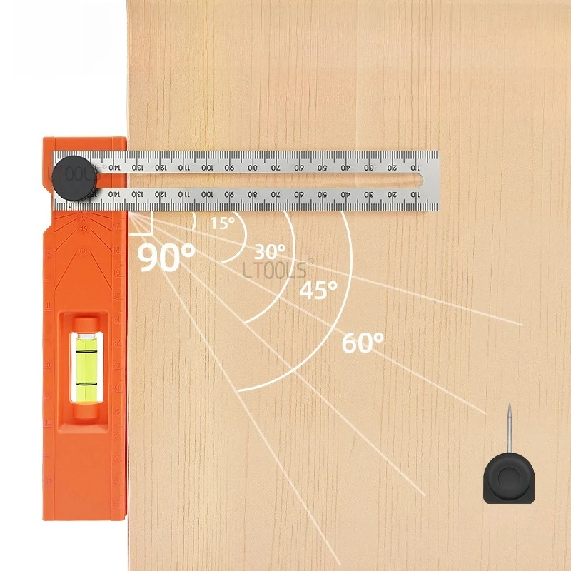 Multi-role Foldable Depth Measuring Ruler Woodworking Multi-angle Marking Ruler Adjustable Positioning Scribing Protractor Tools