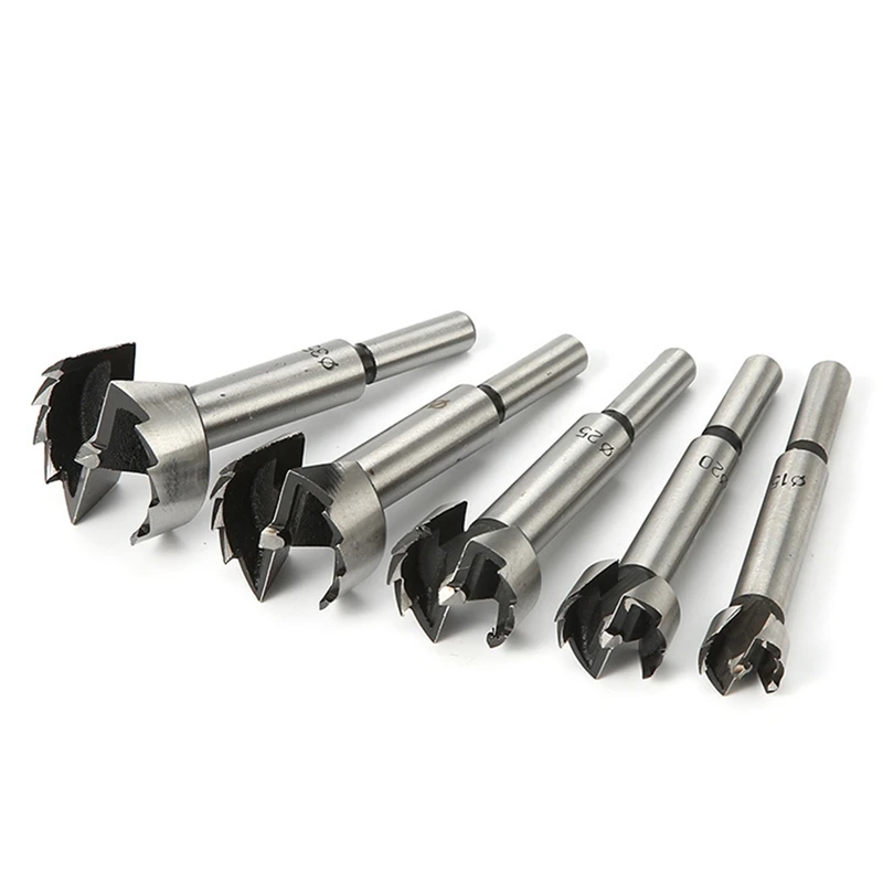 5PCS 15-35Mm Forstner Woodworking Tools Hole Saw Hinge Boring Drill Bits Round Shank Steel Cutter For Wood Plastic