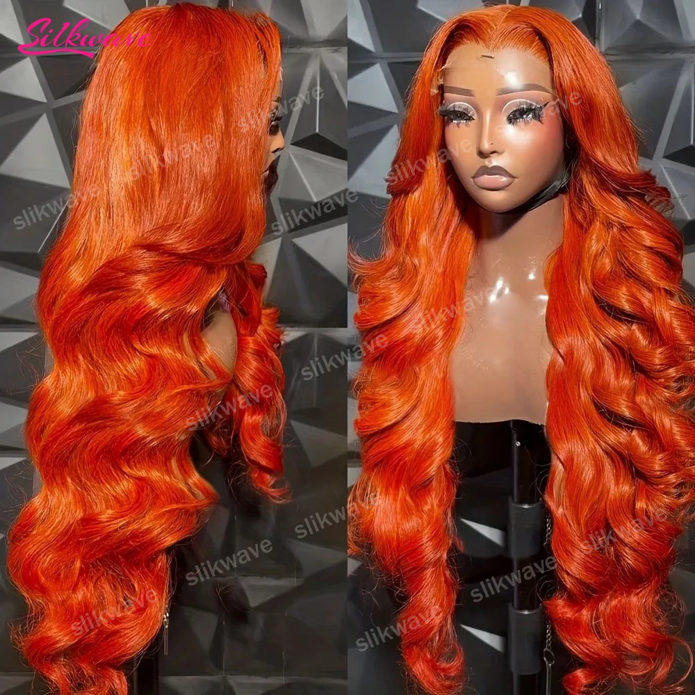 

Ginger Orange Body Wave #350 Colored 13x6 13x4 HD Transparent Lace Front Wig Human Hair For Women Water Wave Wigs Pre Plucked