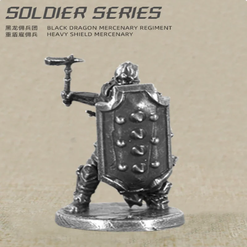 White Brass Craft Knight Soldier Theme Retro War Legion Style Miniature Figurine Table Game Decor Collectible Art Ornament