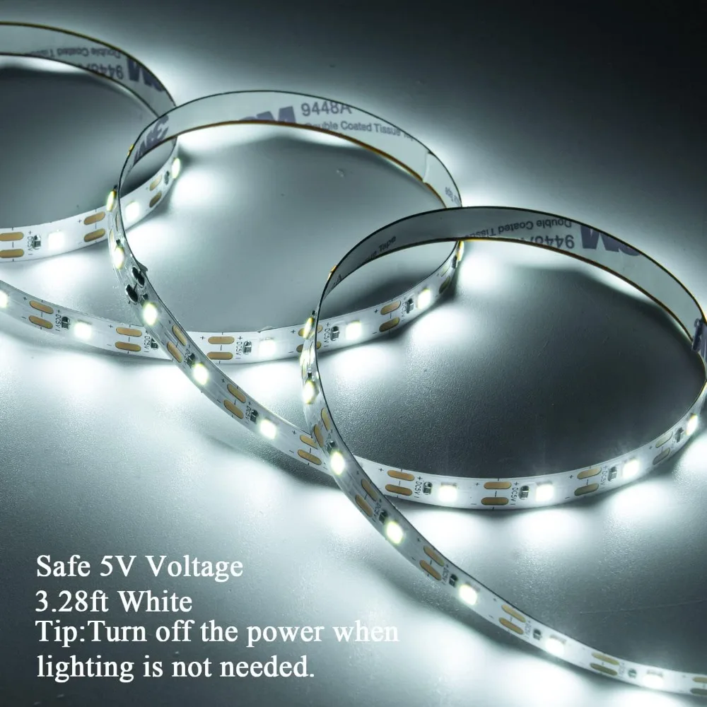 Battery Powered LED Strip Lights, 3.28ft Flexible Fairy Lights with Flashing Mode for DIY Projects, Parties, and Decor (2 Pack, Daylight White)