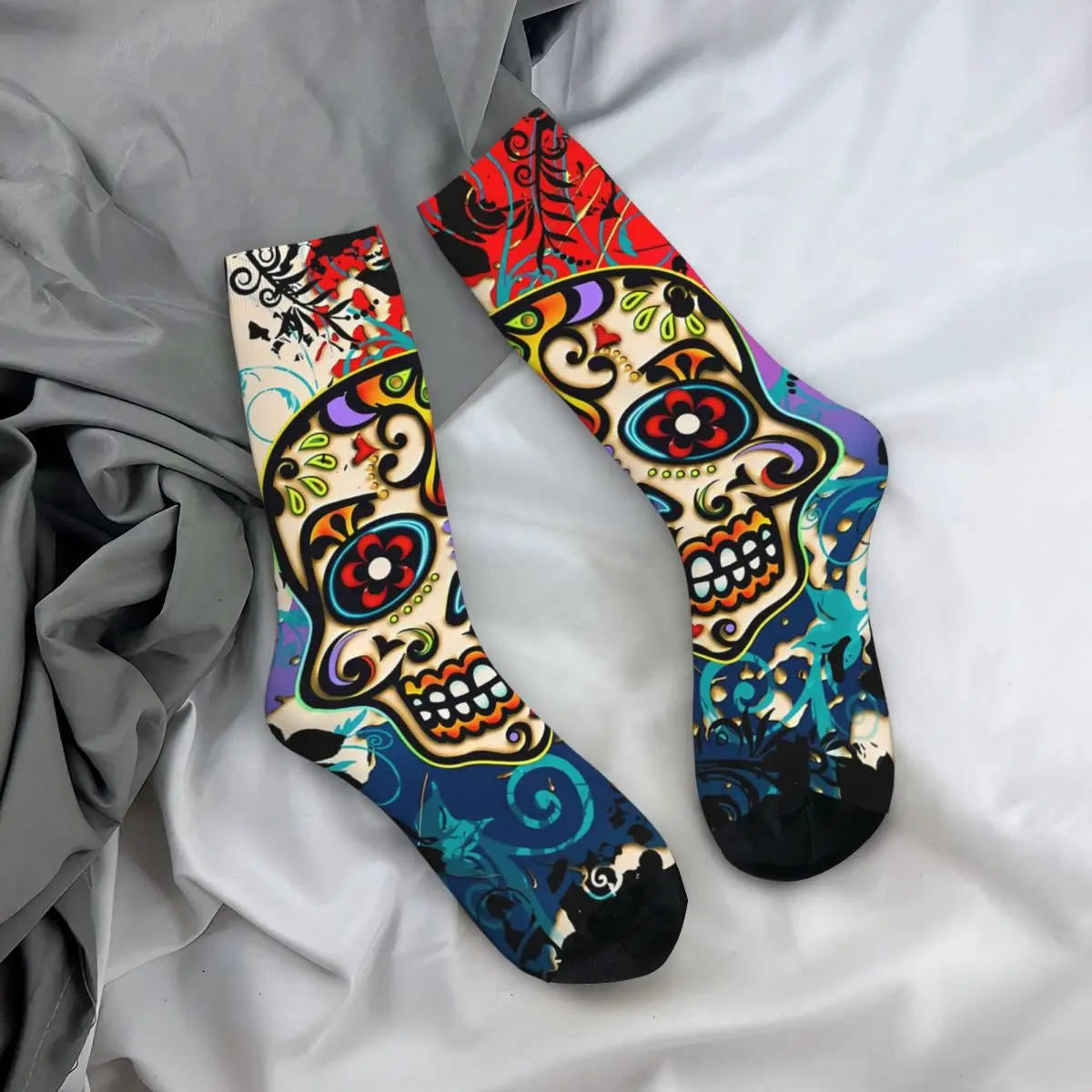 Kaus Kaki Gila untuk Pria Meksiko Tengkorak Gula Tengkorak Hari Mati Dias De Los Muertos Hip Hop Harajuku Anak Laki-laki Kru Kaus Kaki Kasual Hadiah