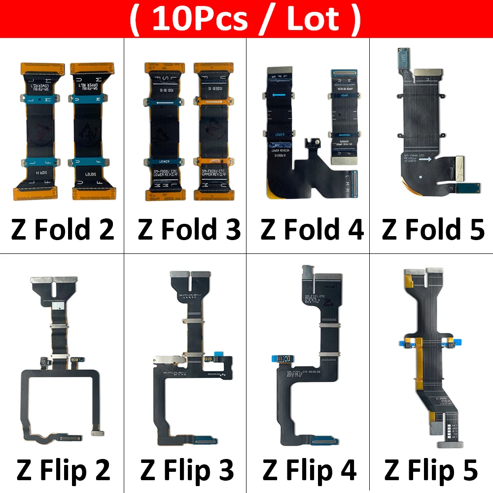 10Pcs, New Spin Axis Flex Main board Screen LCD Connection Rotary Shaft Spin Flex Cable For Samsung Z Flip / Z Fold 1 2 3 4 5