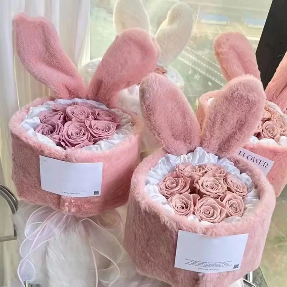 Bouquet Material Bag Rabbit Ears Flower Packaging Bucket Flower Shop Wedding Valentine\'s Day Birthday Gift Wrapping Paper Bucket