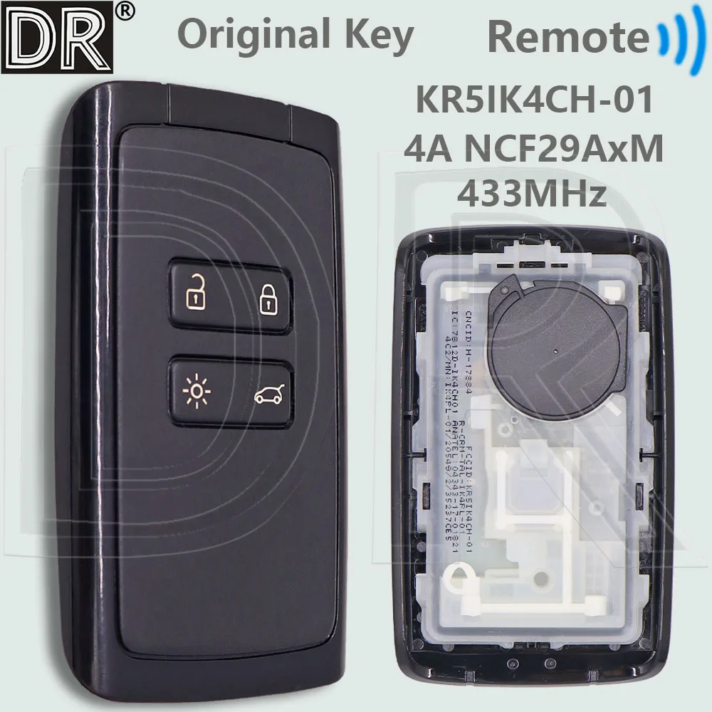 DR Original KR5IK4CH-01 4A NCF29AxM 433MHz Proximity Car Remote Key For Renault New Koleos Megane 4 Talisman Espace 5 Kadjar