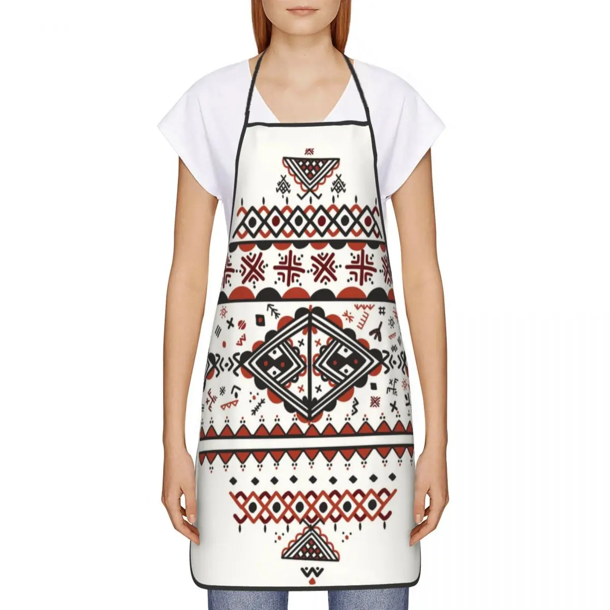 Custom Kabyle Amazigh Pattern Apron for Women Men Unisex Bib Berber Art Symbol Kitchen Cooking Tablier Cuisine Chef Baking