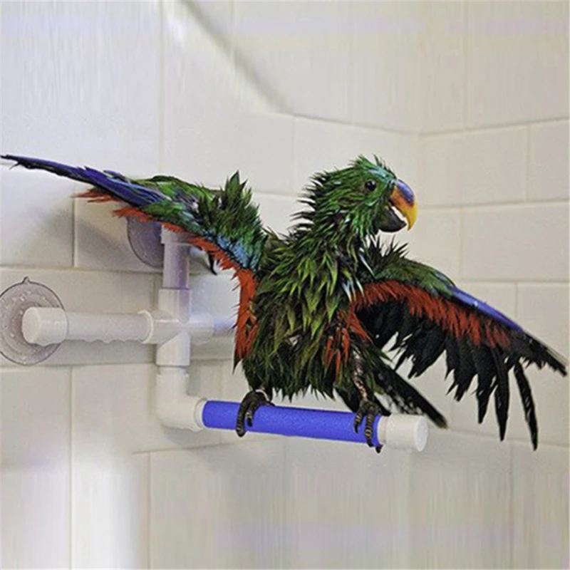 Sucking Disc Bird Parrot Bathing Shower Standing Bar Dual Stick Bracket Pet Toy