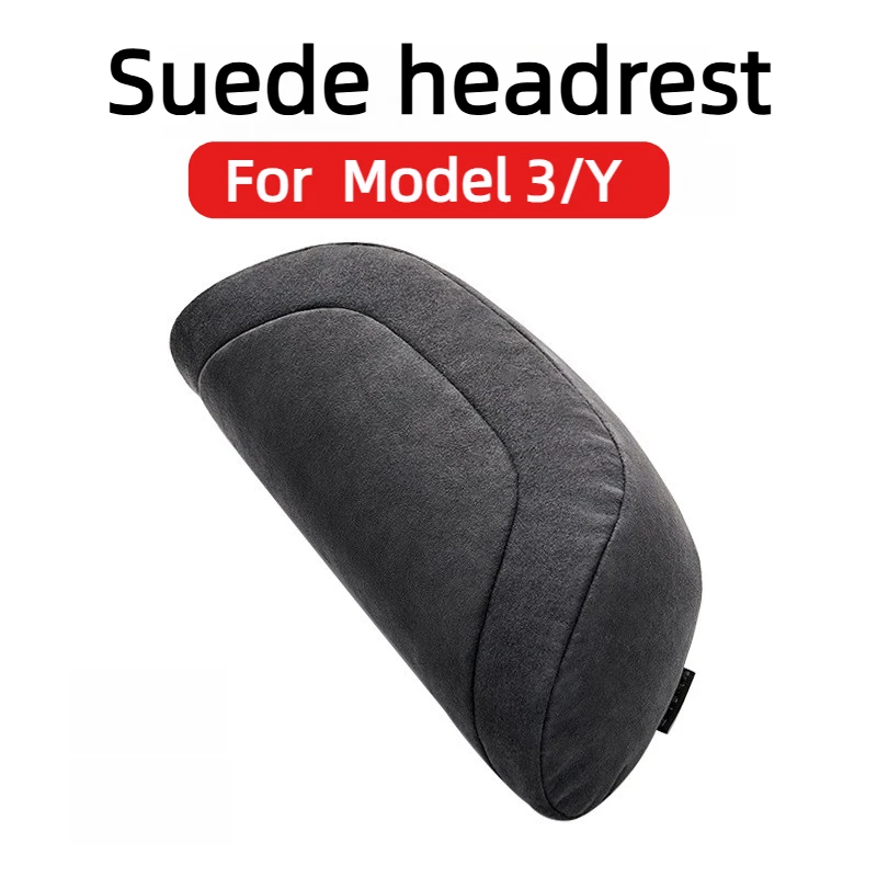 Headrest Lumbar Support Neck Pillow for Tesla Model 3/Y Backrest Cushion Rebound Suede Car Pillow Neck Protection Accessories