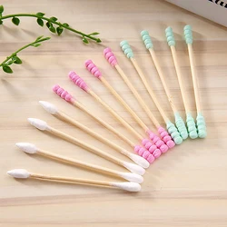 Bastoncillos de algodón de doble cabeza para mujer, palitos de madera médica, limpieza de nariz y orejas, herramientas para el cuidado de la salud, 100 unids/lote por paquete
