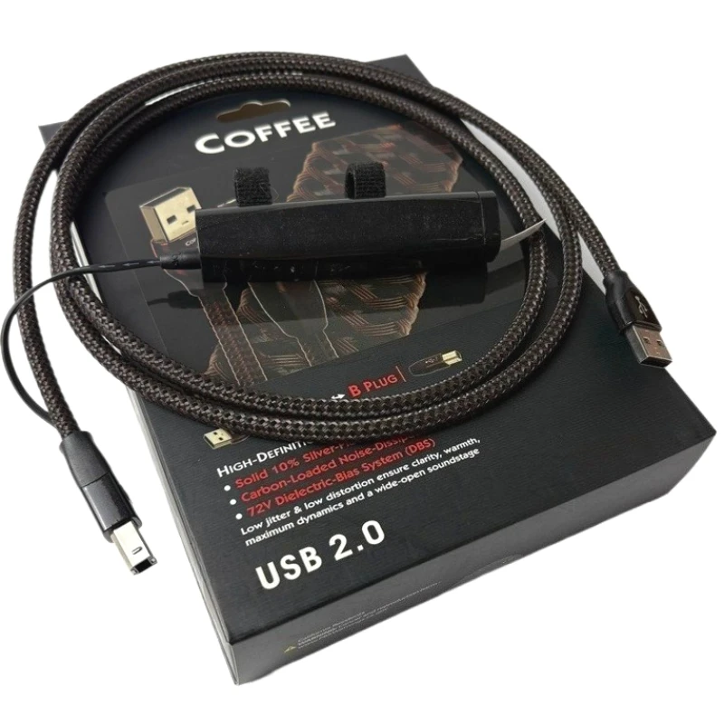 커피 HiFi USB A-B 케이블 10% 실버 USB2.0 디코더 사운드 카드 DAC 용 고화질 디지털 오디오 케이블
