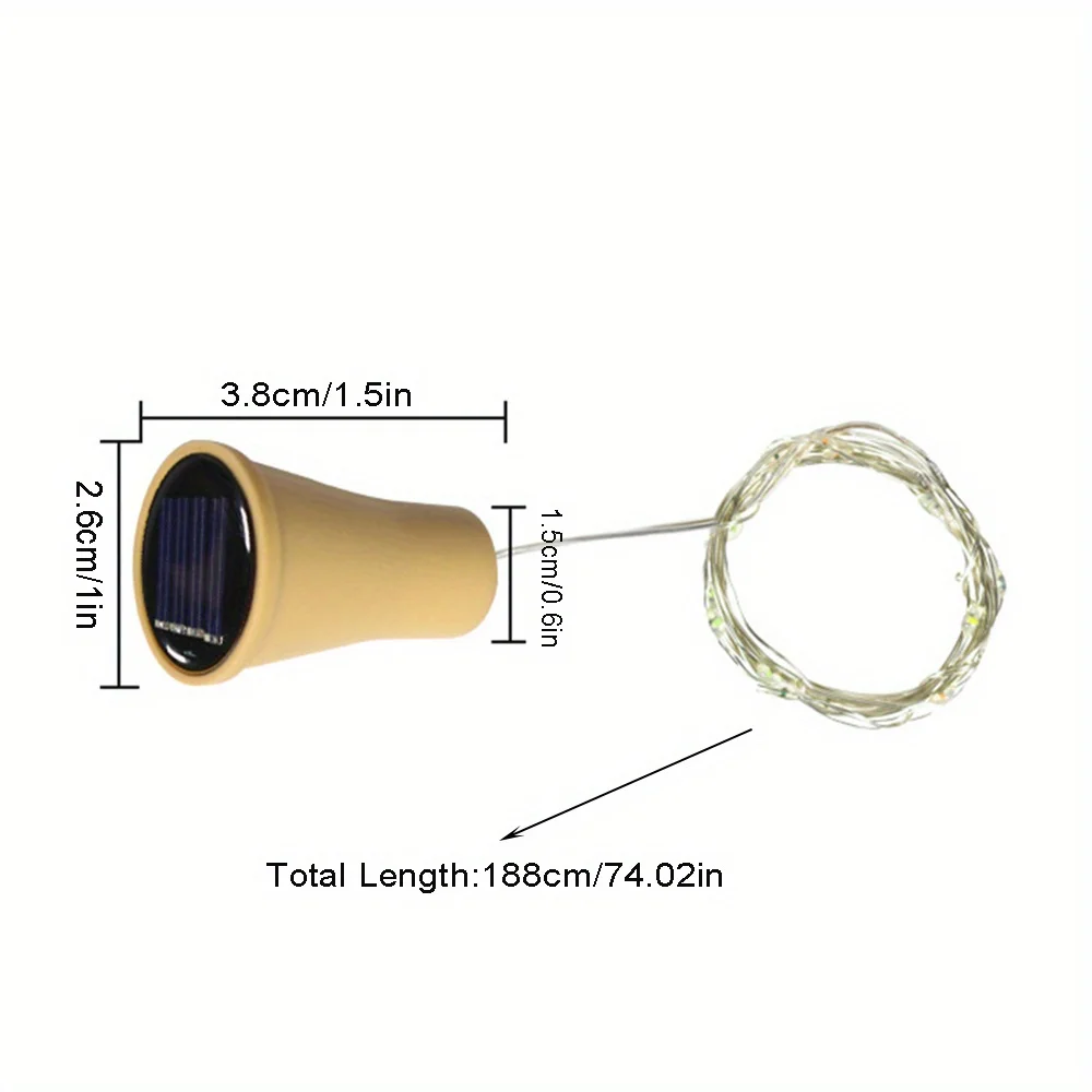 10pcs Solar Cork String Lights, 2m 20LED Silvery Wire String, Bottle Stopper Lights, Bottle Cork Lamp Strings, Multiple Colors