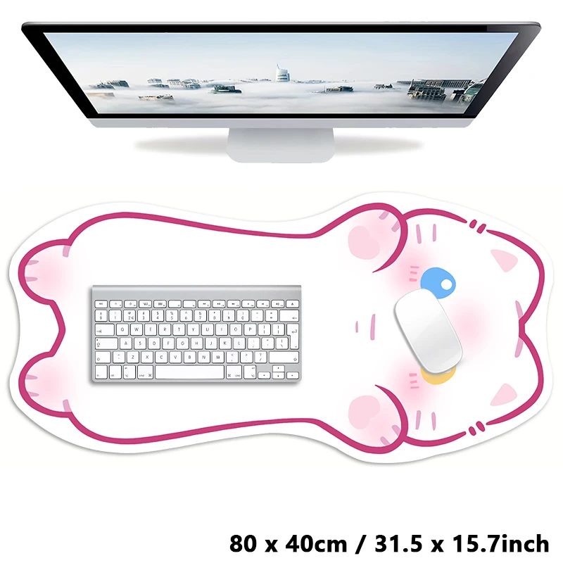 Türkische Angora Katze Mauspad, Cartoon, rosa, xxl, rutsch fest, Büro, Computer, Laptop, Tastatur, kawaii Schreibtisch matte, niedliches Mauspad