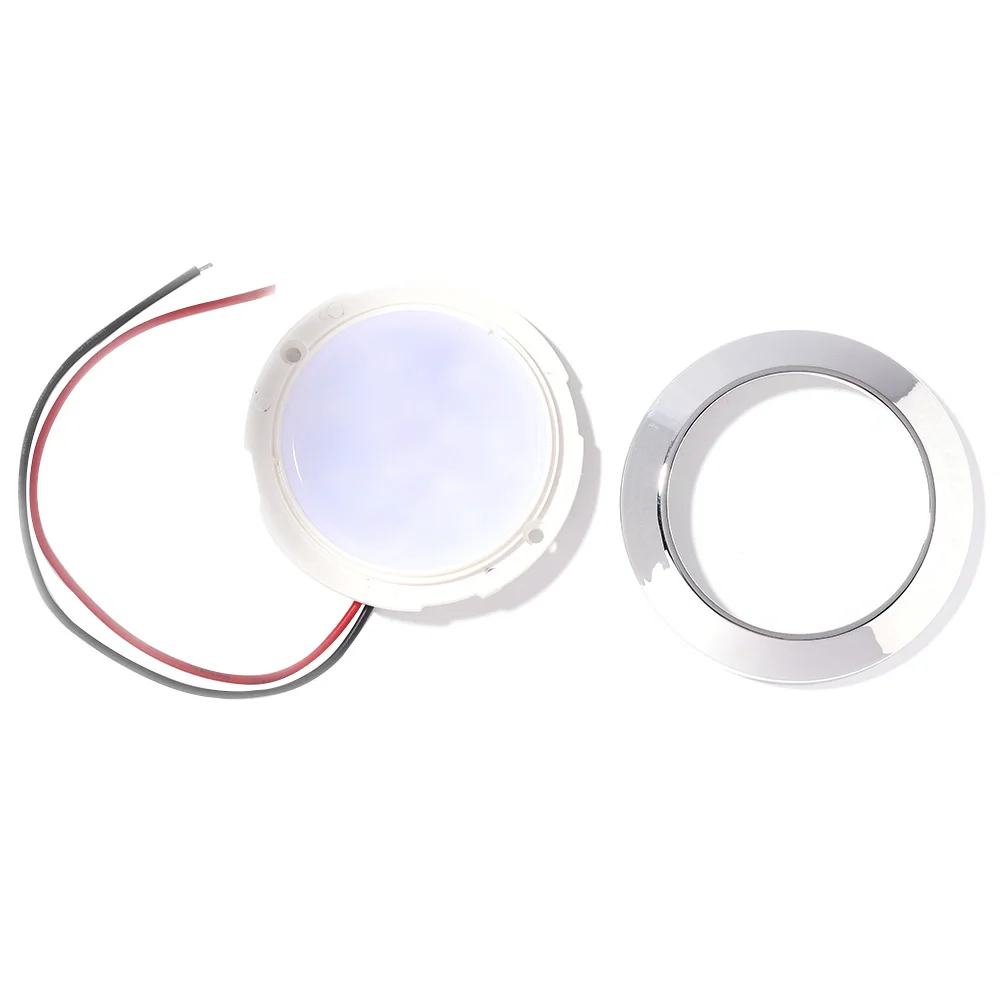 12V Recessed LED Ceiling Lights 1.8W 24 SMT LED Panel RV Ceiling Lamp Round Shape 200LM IP65 Waterproof for Boat Camping Trailer