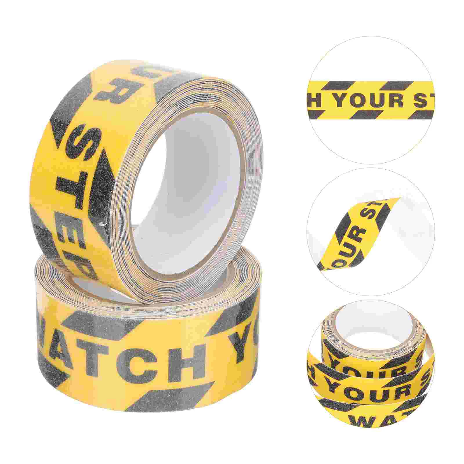 

2 Rolls Watch Your Step Sticker Stairs Anti-Slip Tape Sign Floor Warning Decals