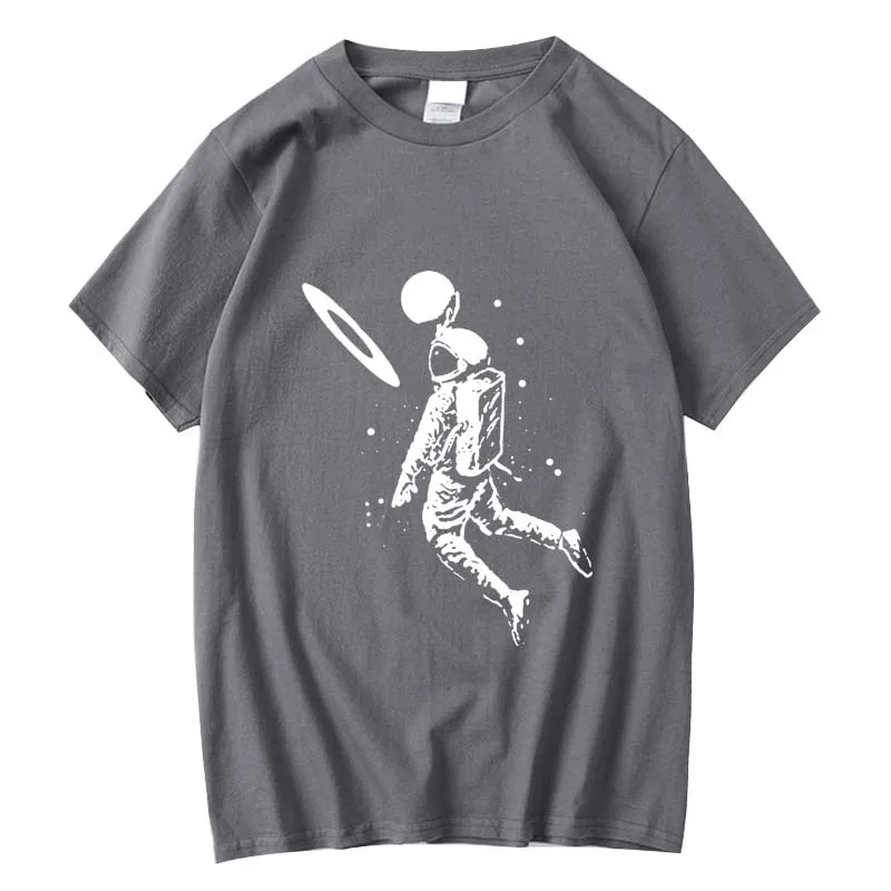 XIN YI Men\'s T-shirt High Quality 100% cotton Funny moon astronaut print casual loose men tshirt o-neck male t-shirt tees tops