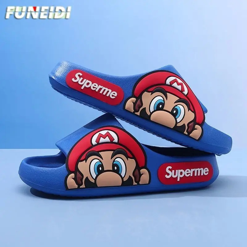 

Super Mario Bros Boys' Slippers New Anti-slip Soft Sole Medium and Large Children's Indoor Home Cartoon Sandals and Slippers