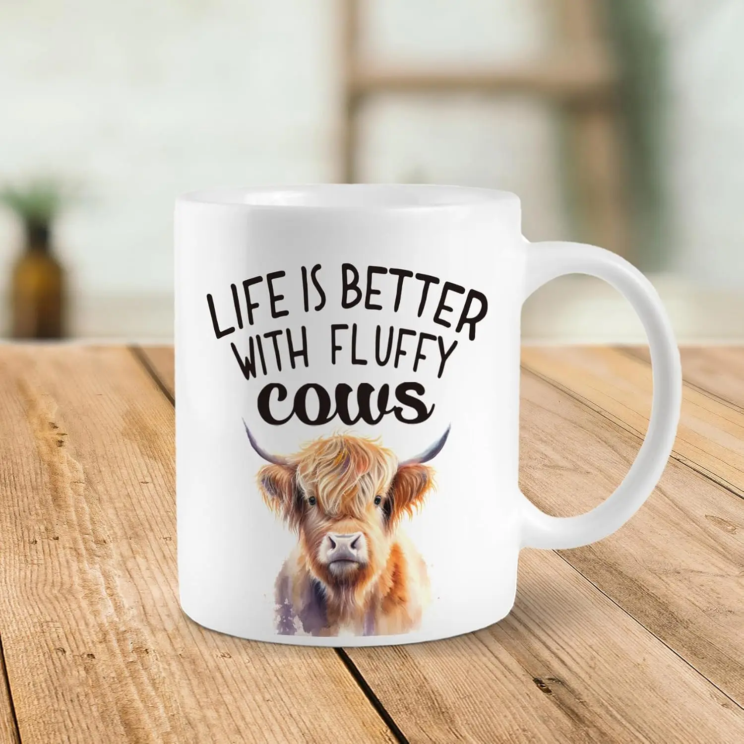 Cow flower pattern home daily water cup for friends and family, white printed breakfast coffee, milk, drinking water, mug