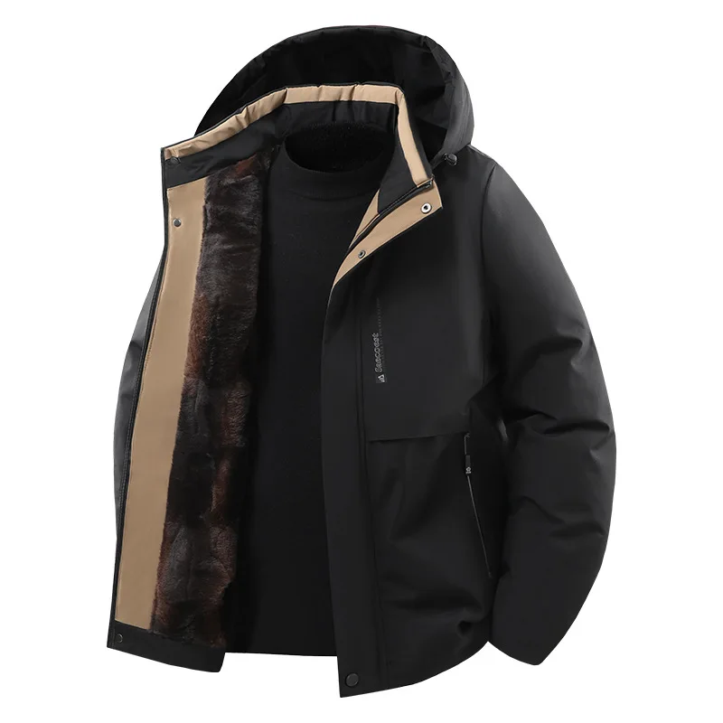 

Winter Men's Cotton Padded Jacket New Thickened Warm Parka with Detachable Hood Graphene Coat Men's Casual Outdoor Winter Coat