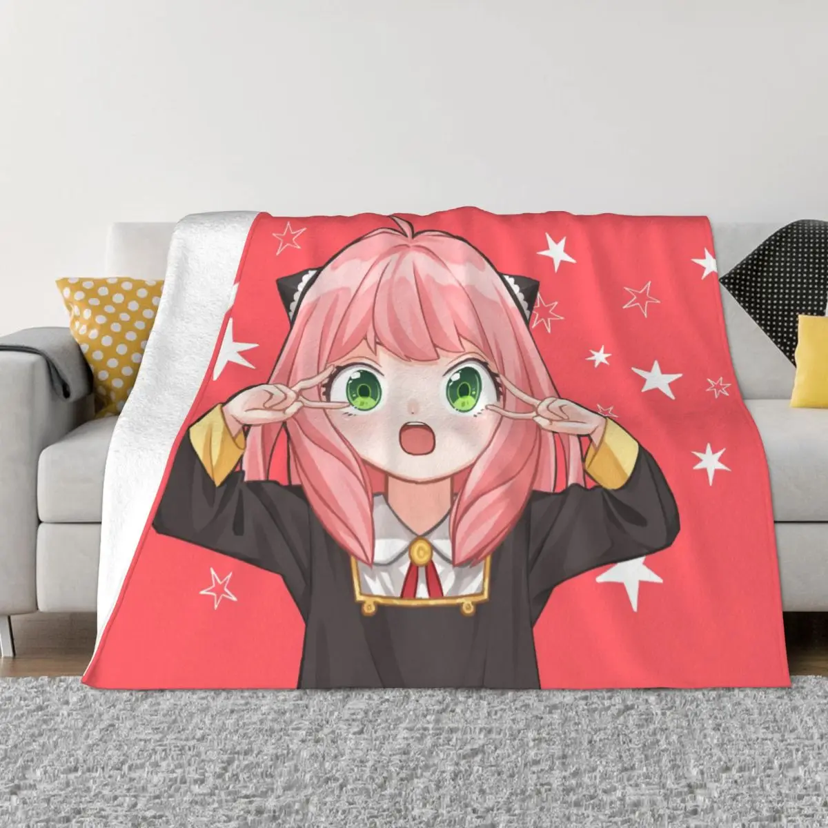 Anime Forger Anya Blankets Fleece Spring Autumn Spy x Family Breathable Super Warm Throw Blankets for Bedding Travel Bedspread