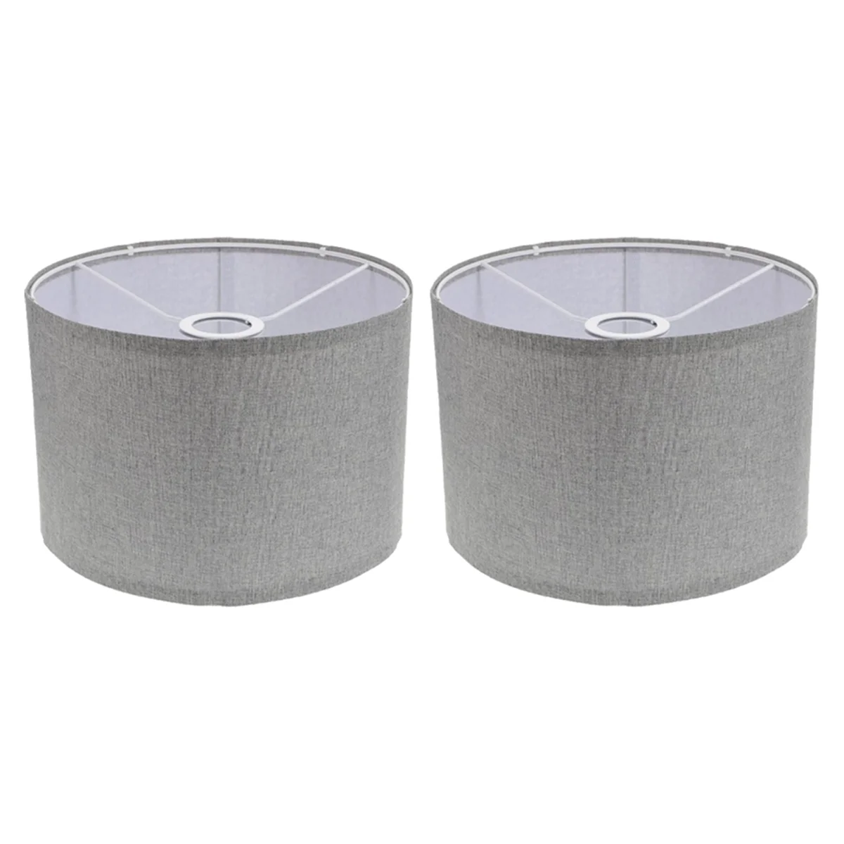 2PCS Lamp Shades Natural Linen Lampshades High Replacement Fabric Lampshades for Table Lamp Floor Lamp-Grey