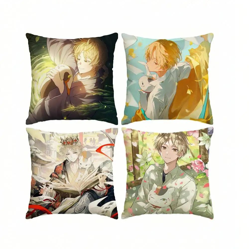 N-Natsume's Book of Friends T-Takashi Natsume Pillow Case Square Double-Sided Sofa Cushion Cover Bedroom Bedside Pillow