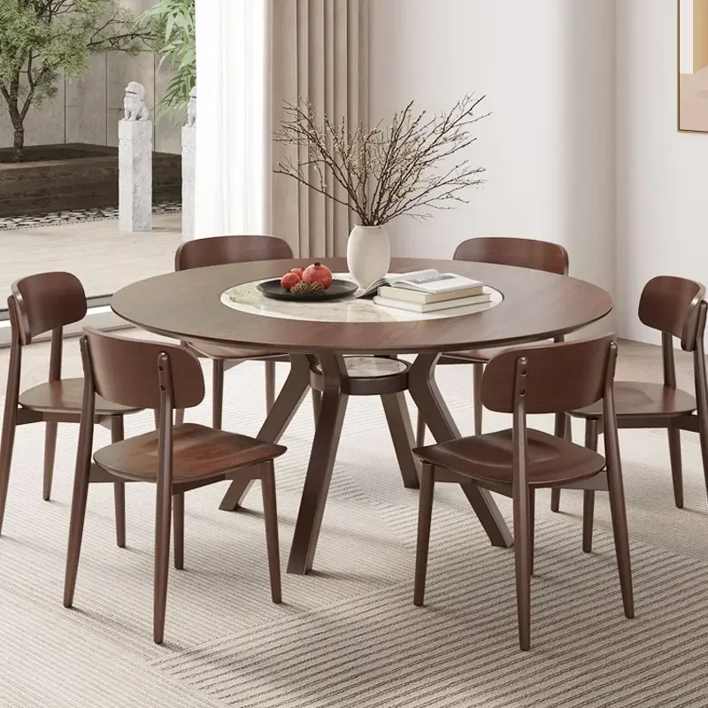 

ld 38ld 38 Nordic ash wood solid wood rock slab round dining table with turntable large round table household